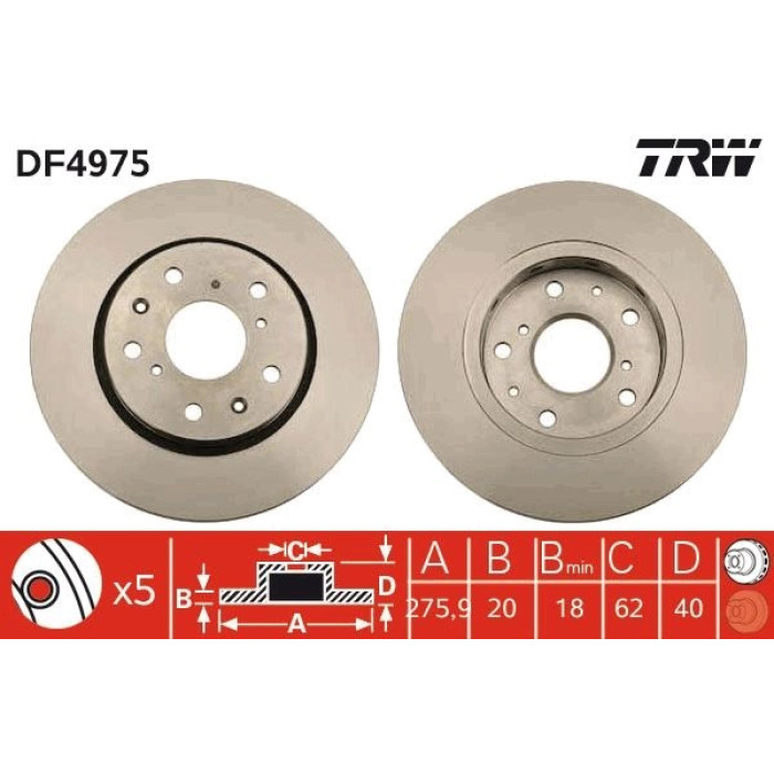 TRW DF4975 Bremsscheibe TRW DF4975 Bremsscheibe