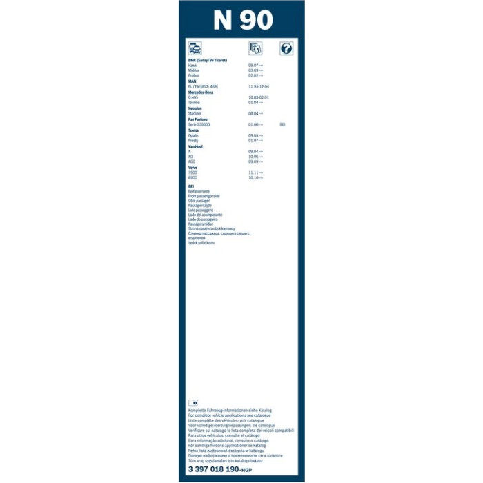 BOSCH N 93 Scheibenwischer Twin 3 397 018 190 BOSCH N 93 Scheibenwischer Twin 3 397 018 190