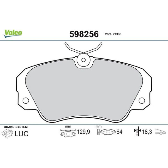 Valeo 598256 Bremsbelagsatz, Scheibenbremse Valeo 598256 Bremsbelagsatz, Scheibenbremse