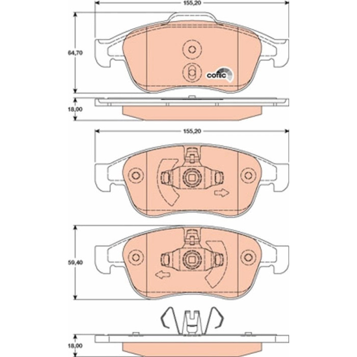TRW GDB1789 Bremsbelagsatz, Scheibenbremse COTEC TRW GDB1789 Bremsbelagsatz, Scheibenbremse COTEC