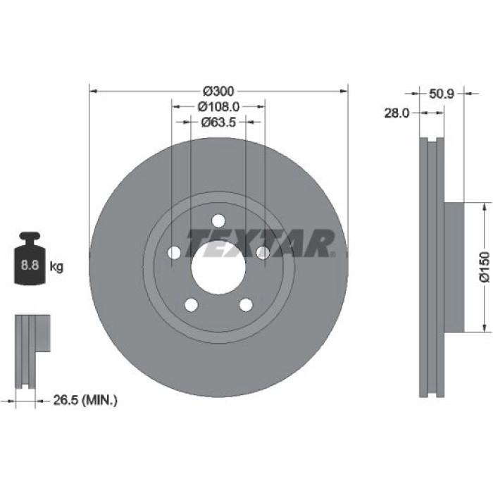 Textar 92283105 Bremsscheibe PRO+