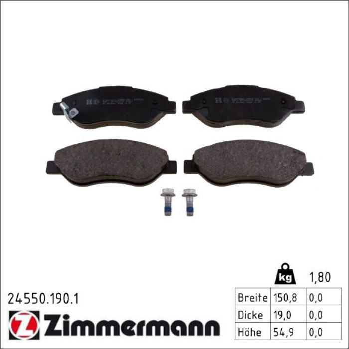 Zimmermann 24550.190.1 Bremsbelagsatz, Scheibenbremse Zimmermann 24550.190.1 Bremsbelagsatz, Scheibenbremse