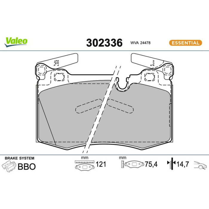Valeo 302336 Bremsbelagsatz, Scheibenbremse ESSENTIAL Valeo 302336 Bremsbelagsatz, Scheibenbremse ESSENTIAL
