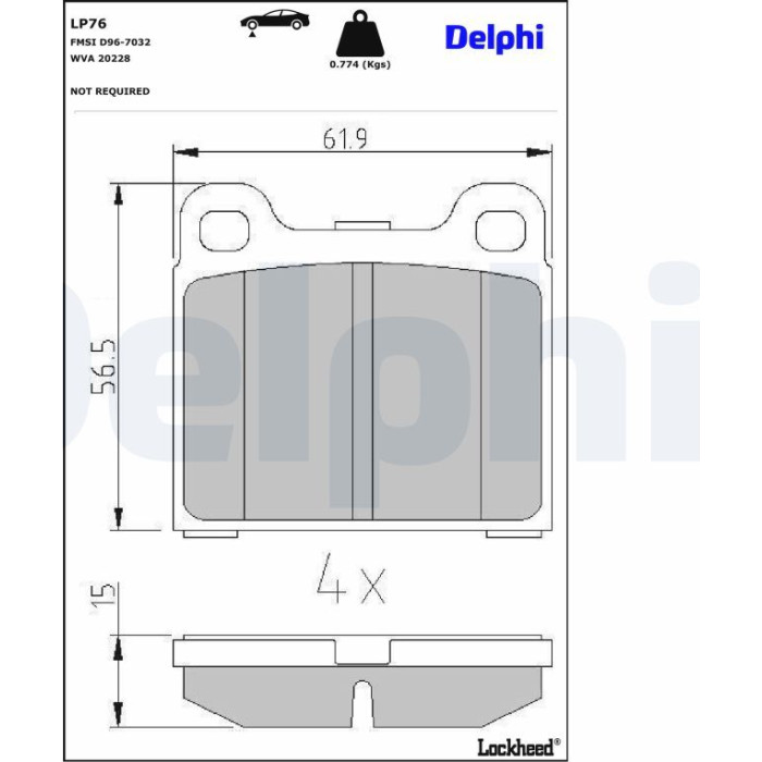 Delphi LP76 Bremsbelagsatz, Scheibenbremse Delphi LP76 Bremsbelagsatz, Scheibenbremse