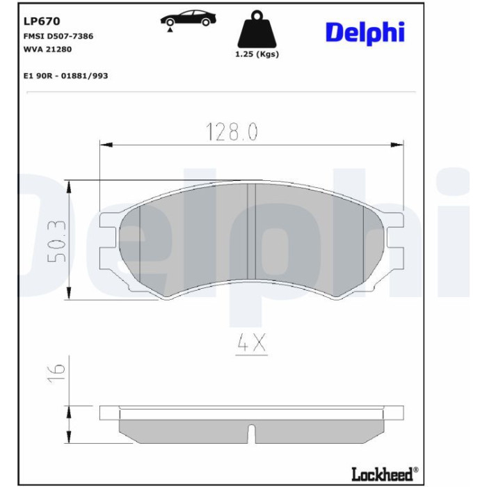 Delphi LP670 Bremsbelagsatz, Scheibenbremse