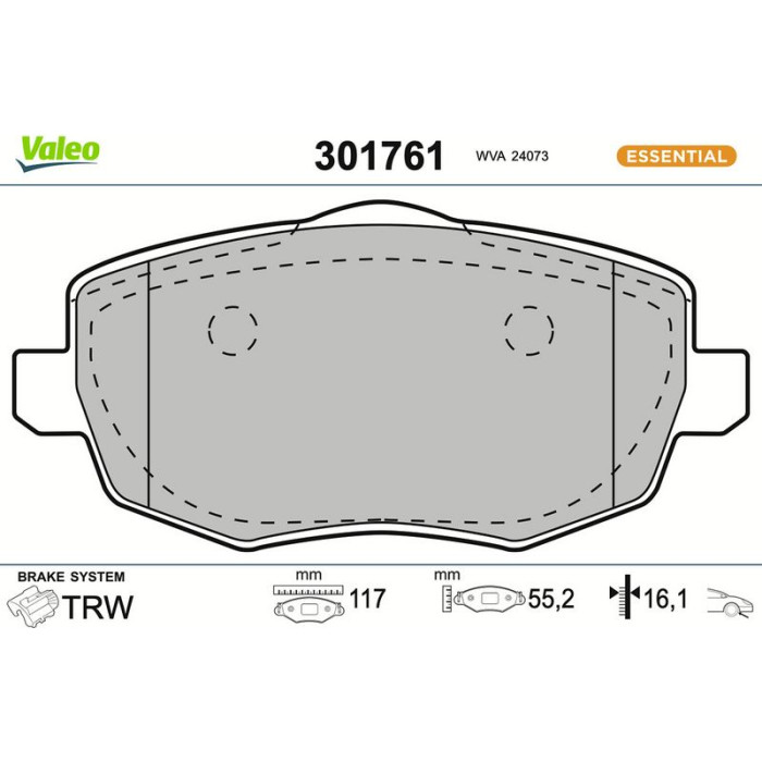 Valeo 301761 Bremsbelagsatz, Scheibenbremse ESSENTIAL Valeo 301761 Bremsbelagsatz, Scheibenbremse ESSENTIAL