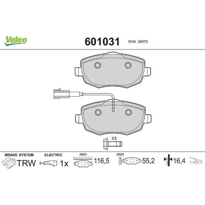 Valeo 601031 Bremsbelagsatz, Scheibenbremse Valeo 601031 Bremsbelagsatz, Scheibenbremse