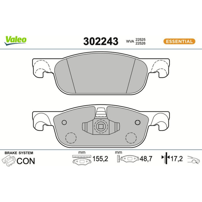 Valeo 302243 Bremsbelagsatz, Scheibenbremse ESSENTIAL