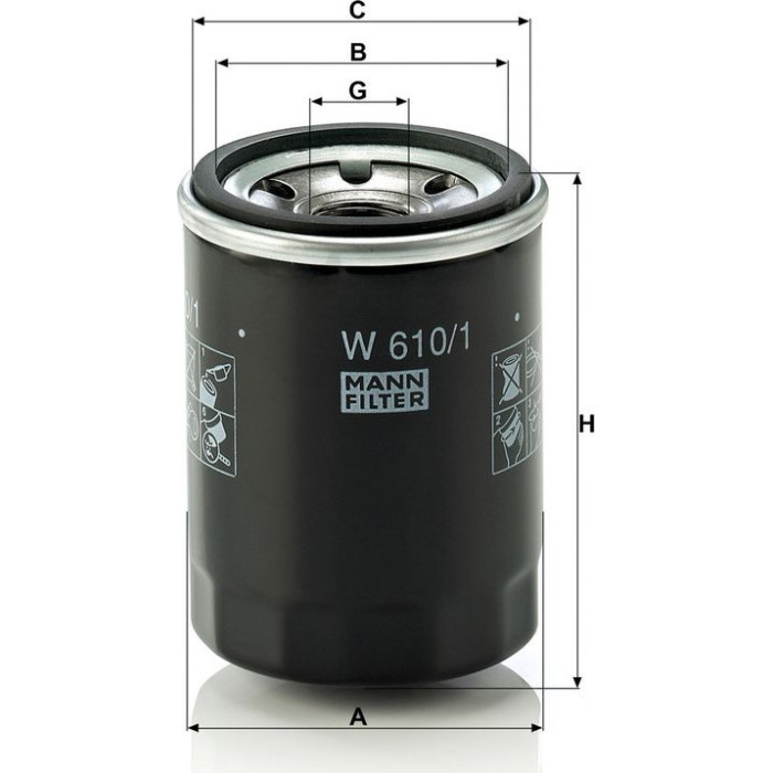MANN-FILTER W 610/1 Ölfilter 3/4-16 UNF, mit einem Rücklaufsperrventil, Anschraubfilter MANN-FILTER W 610/1 Ölfilter 3/4-16 UNF, mit einem Rücklaufsperrventil, Anschraubfilter