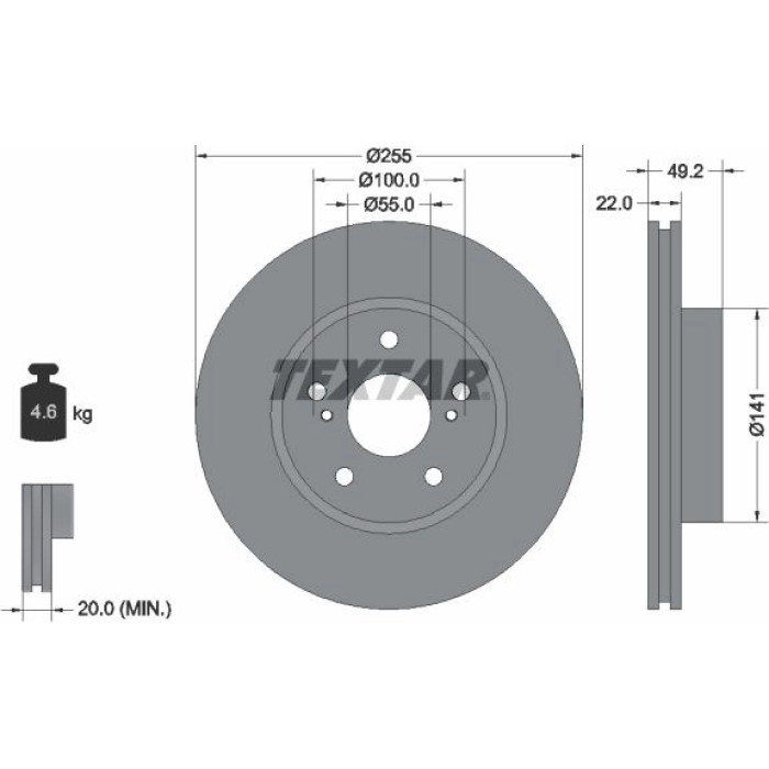 Textar 92179503 Bremsscheibe PRO
