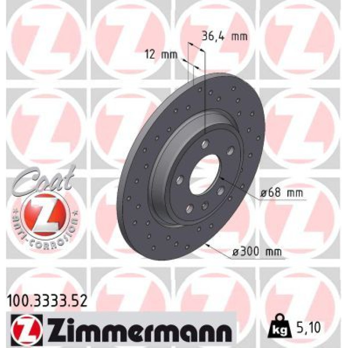 Zimmermann 100.3333.52 Bremsscheibe SPORT Z Zimmermann 100.3333.52 Bremsscheibe SPORT Z