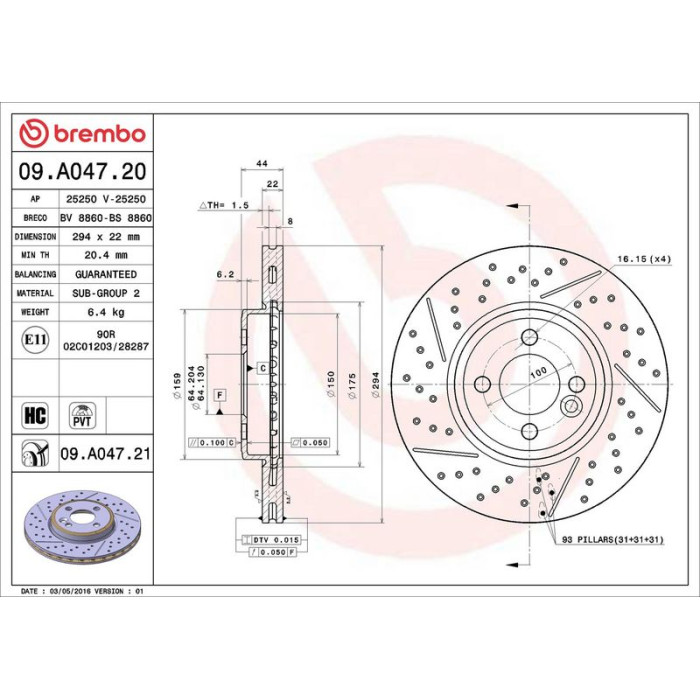 2x Brembo 09.A047.21 Bremsscheibe PRIME LINE - UV Coated 2x Brembo 09.A047.21 Bremsscheibe PRIME LINE - UV Coated