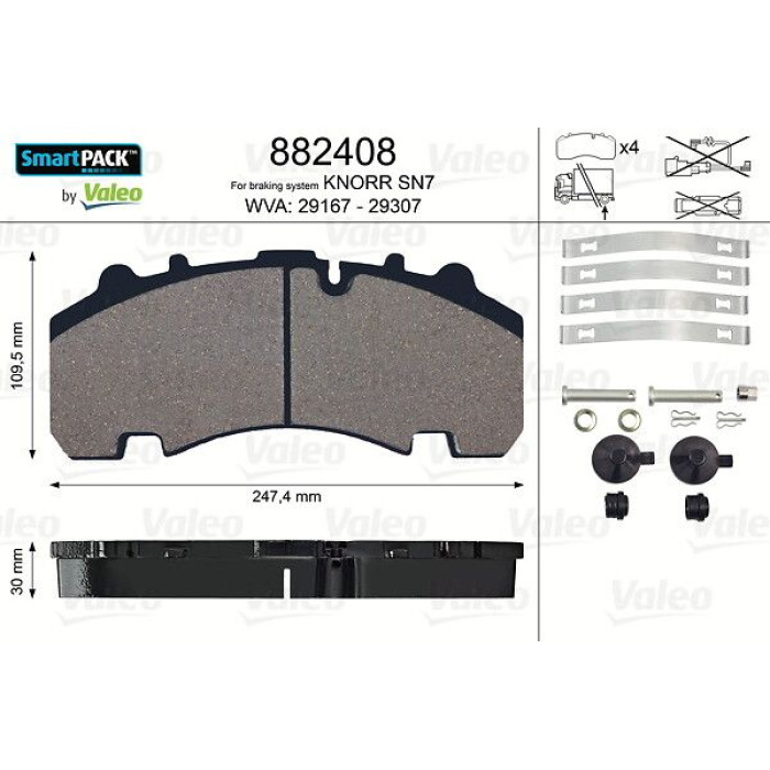 Valeo 882408 Bremsbelagsatz, Scheibenbremse SMARTPACK