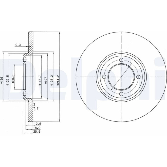 Delphi BG2061 Bremsscheibe Delphi BG2061 Bremsscheibe