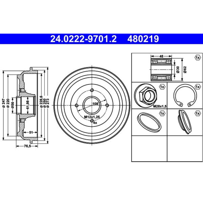 ATE 24.0222-9701.2 Bremstrommel ATE 24.0222-9701.2 Bremstrommel