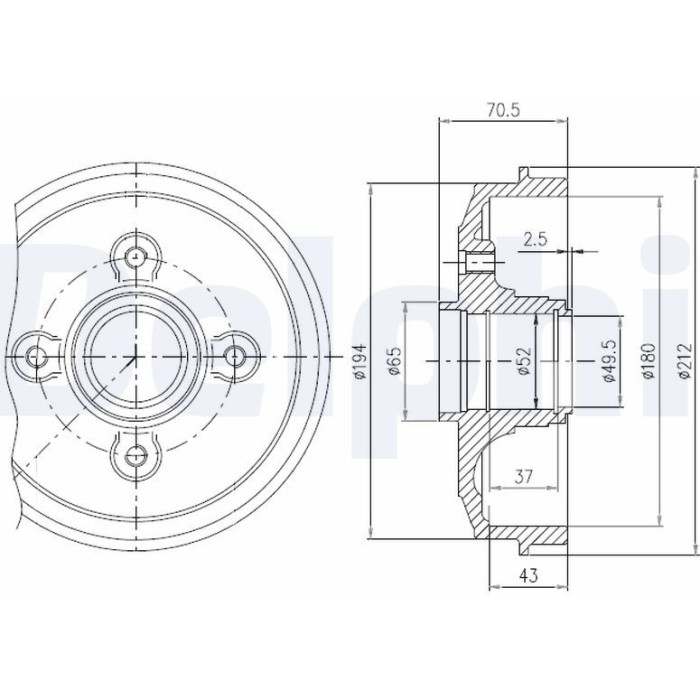Delphi BFR190 Bremstrommel