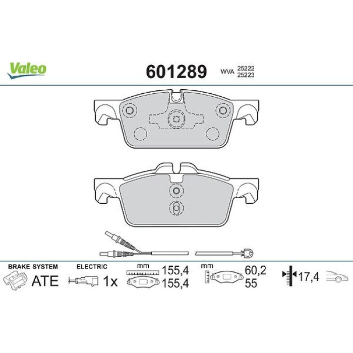 Valeo 601289 Bremsbelagsatz, Scheibenbremse Valeo 601289 Bremsbelagsatz, Scheibenbremse