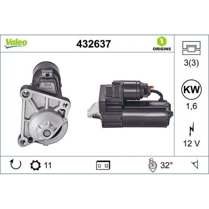 Valeo 432637 Starter ORIGINS - NEW O.E. TECHNOLOGIE Valeo 432637 Starter ORIGINS - NEW O.E. TECHNOLOGIE