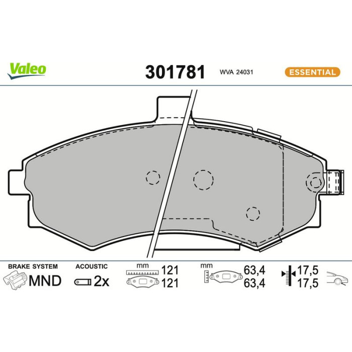 Valeo 301781 Bremsbelagsatz, Scheibenbremse ESSENTIAL