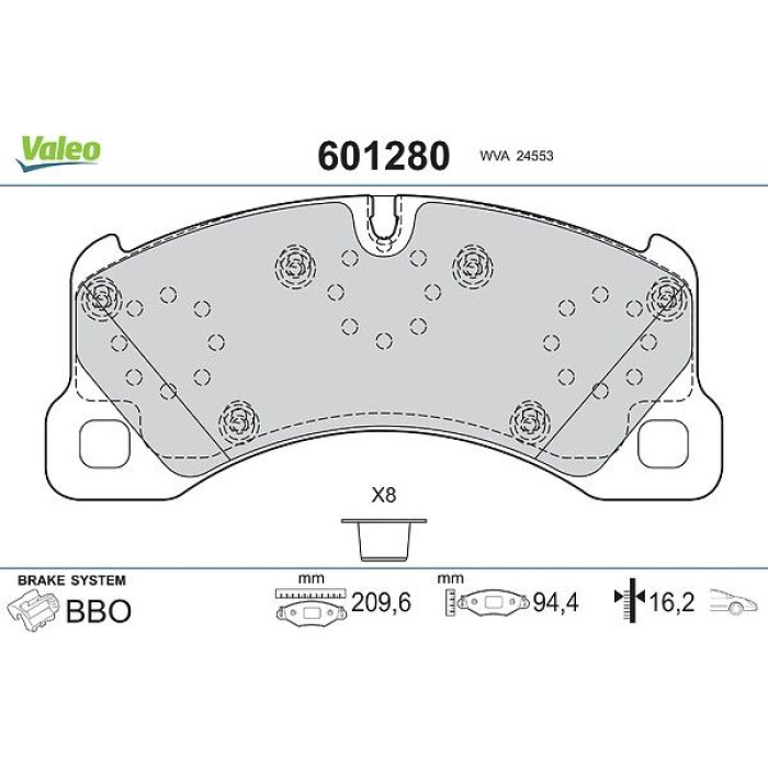 Valeo 601280 Bremsbelagsatz, Scheibenbremse