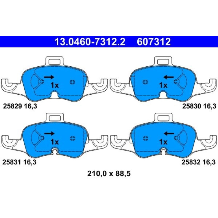 ATE 13.0460-7312.2 Bremsbelagsatz, Scheibenbremse