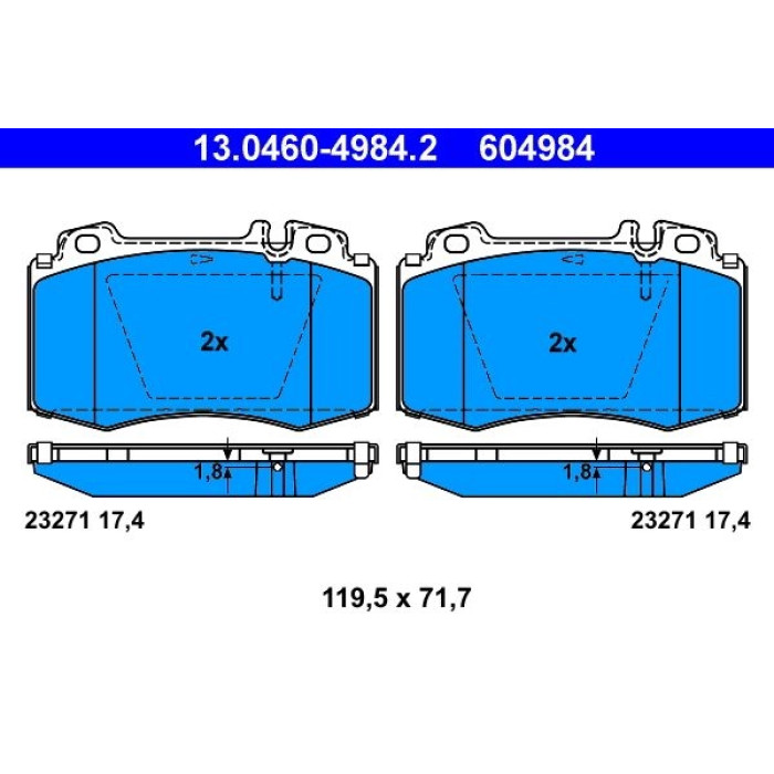 ATE 13.0460-4984.2 Bremsbelagsatz, Scheibenbremse ATE 13.0460-4984.2 Bremsbelagsatz, Scheibenbremse