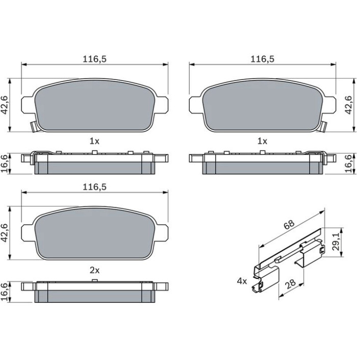 BOSCH 0 986 494 666 Bremsbelagsatz, Scheibenbremse BOSCH 0 986 494 666 Bremsbelagsatz, Scheibenbremse