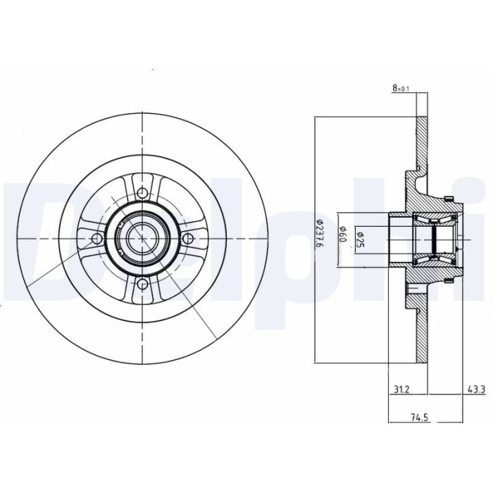 Delphi BG9025RS Bremsscheibe Delphi BG9025RS Bremsscheibe