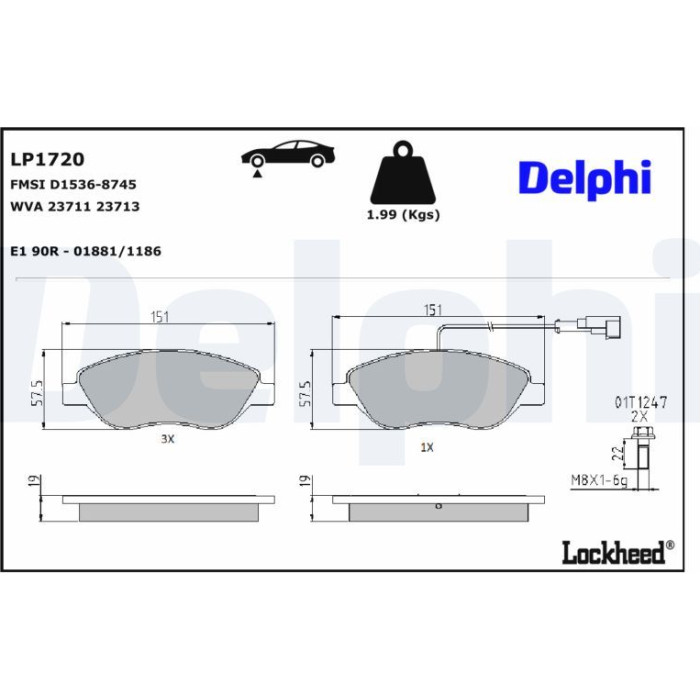 Delphi LP1720 Bremsbelagsatz, Scheibenbremse