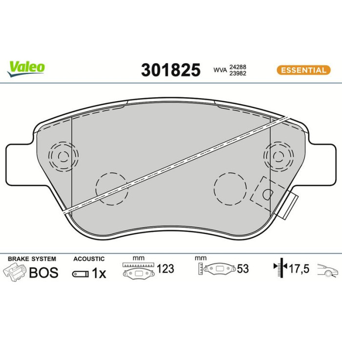 Valeo 301825 Bremsbelagsatz, Scheibenbremse ESSENTIAL