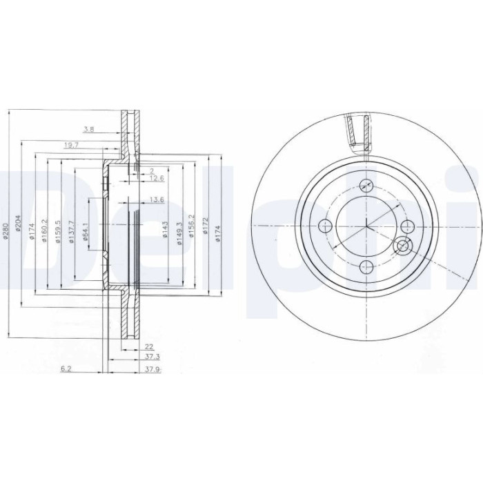 Delphi BG4146C Bremsscheibe Delphi BG4146C Bremsscheibe