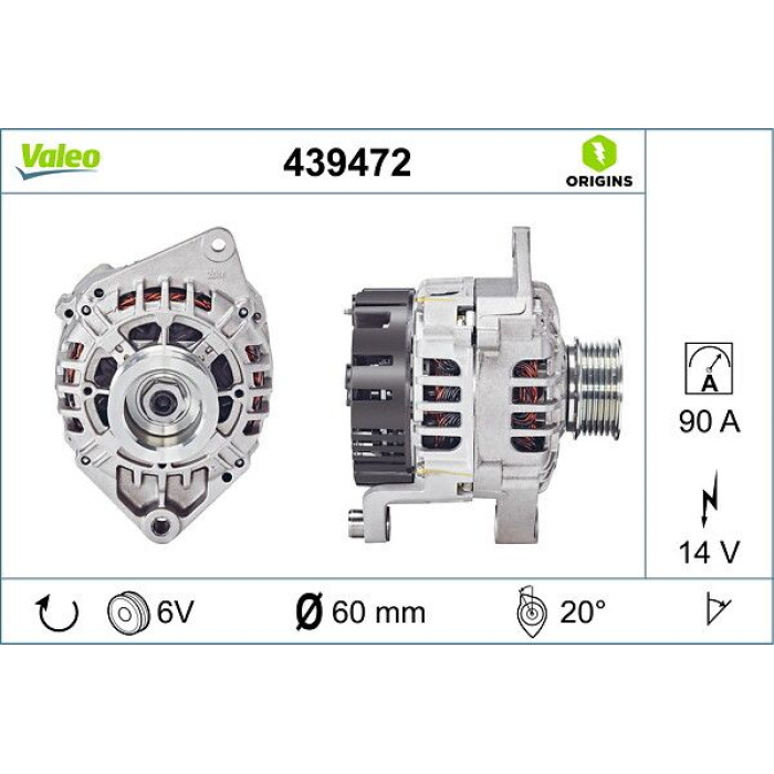 Valeo 439472 Generator ORIGINS - NEW O.E. TECHNOLOGIE Valeo 439472 Generator ORIGINS - NEW O.E. TECHNOLOGIE