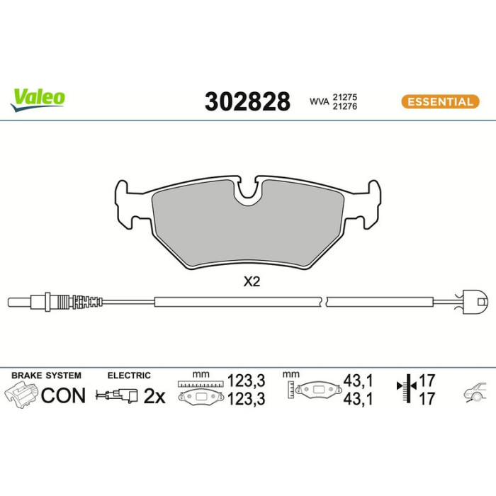 Valeo 302828 Bremsbelagsatz, Scheibenbremse ESSENTIAL Valeo 302828 Bremsbelagsatz, Scheibenbremse ESSENTIAL