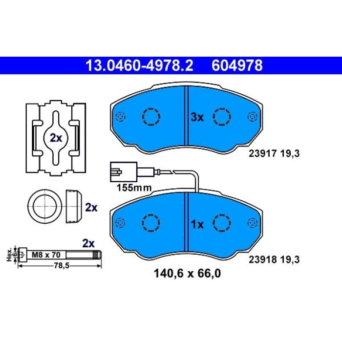 ATE 13.0460-4978.2 Bremsbelagsatz, Scheibenbremse ATE 13.0460-4978.2 Bremsbelagsatz, Scheibenbremse