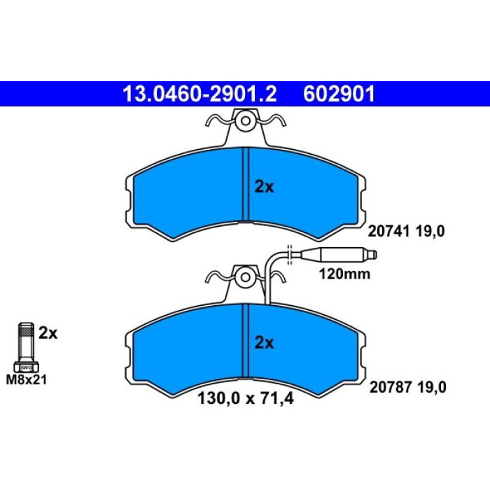ATE 13.0460-2901.2 Bremsbelagsatz, Scheibenbremse ATE 13.0460-2901.2 Bremsbelagsatz, Scheibenbremse