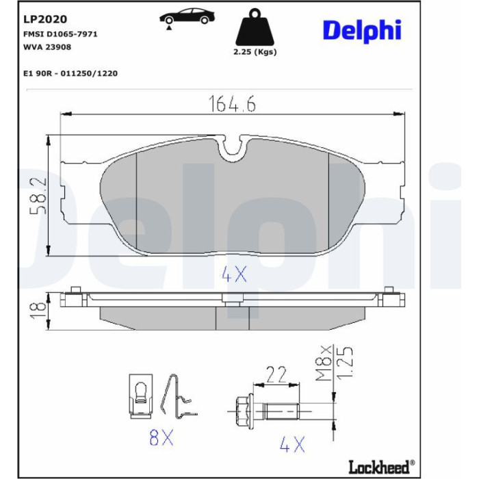 Delphi LP2020 Bremsbelagsatz, Scheibenbremse Delphi LP2020 Bremsbelagsatz, Scheibenbremse