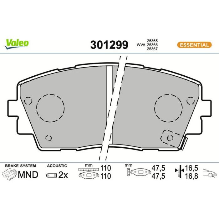 Valeo 301299 Bremsbelagsatz, Scheibenbremse ESSENTIAL