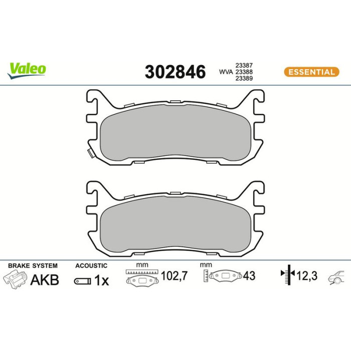 Valeo 302846 Bremsbelagsatz, Scheibenbremse ESSENTIAL Valeo 302846 Bremsbelagsatz, Scheibenbremse ESSENTIAL