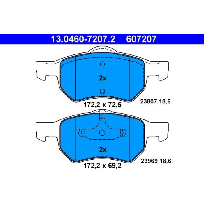 ATE 13.0460-7207.2 Bremsbelagsatz, Scheibenbremse ATE 13.0460-7207.2 Bremsbelagsatz, Scheibenbremse