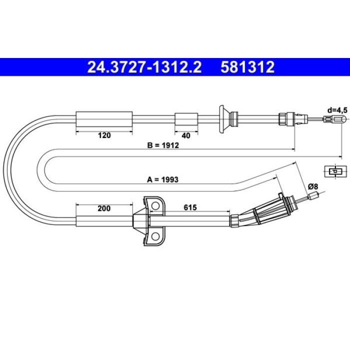 ATE 24.3727-1312.2 Seilzug, Feststellbremse ATE 24.3727-1312.2 Seilzug, Feststellbremse