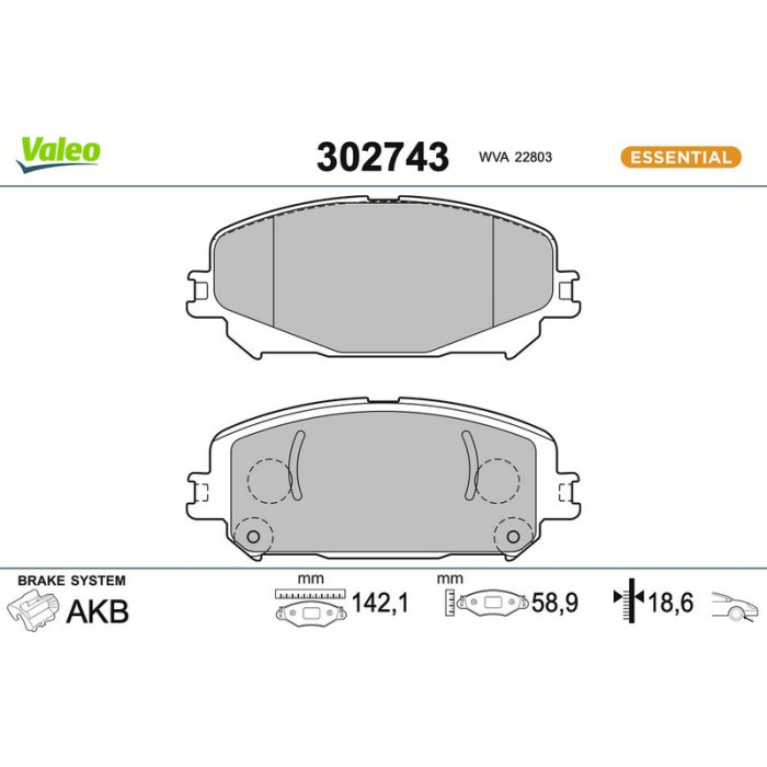 Valeo 302743 Bremsbelagsatz, Scheibenbremse ESSENTIAL Valeo 302743 Bremsbelagsatz, Scheibenbremse ESSENTIAL