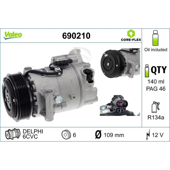 Valeo 690210 Kompressor, Klimaanlage CORE-FLEX Valeo 690210 Kompressor, Klimaanlage CORE-FLEX