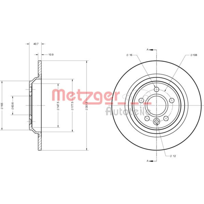 Metzger 6110728 Bremsscheibe