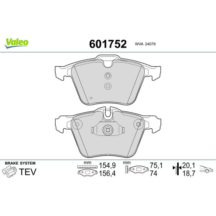 Valeo 601752 Bremsbelagsatz, Scheibenbremse Valeo 601752 Bremsbelagsatz, Scheibenbremse