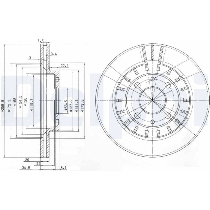 Delphi BG3806 Bremsscheibe Delphi BG3806 Bremsscheibe