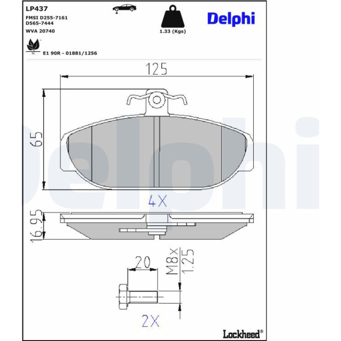 Delphi LP437 Bremsbelagsatz, Scheibenbremse Delphi LP437 Bremsbelagsatz, Scheibenbremse