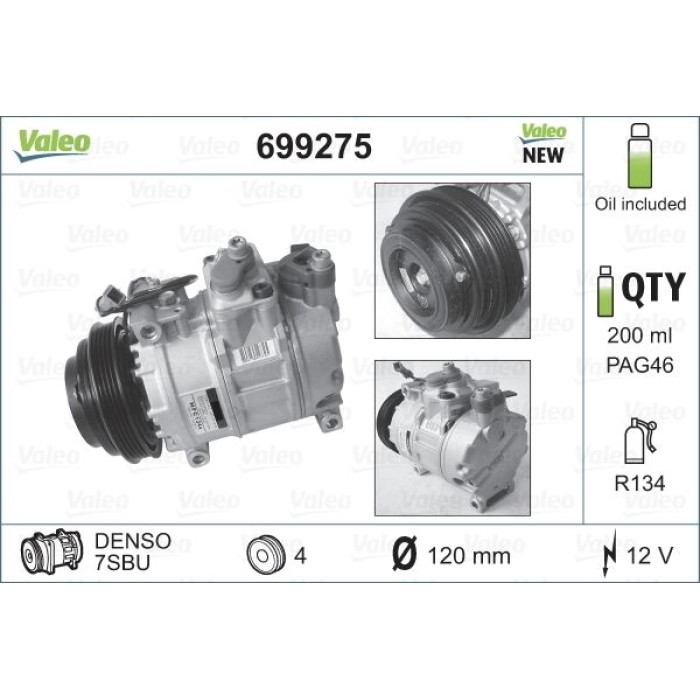 Valeo 699275 Kompressor, Klimaanlage CORE-FLEX Valeo 699275 Kompressor, Klimaanlage CORE-FLEX