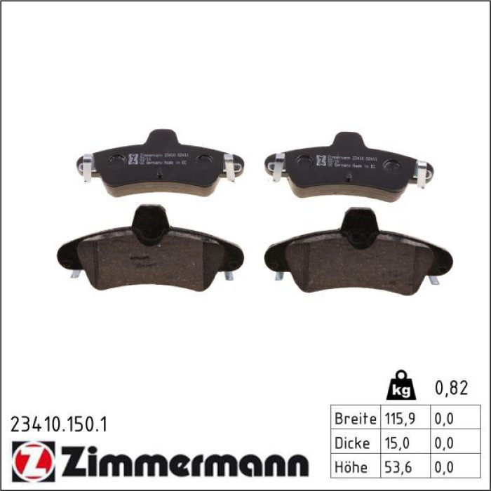 Zimmermann 23410.150.1 Bremsbelagsatz, Scheibenbremse Zimmermann 23410.150.1 Bremsbelagsatz, Scheibenbremse