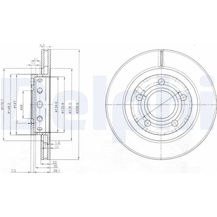 Delphi BG3525 Bremsscheibe