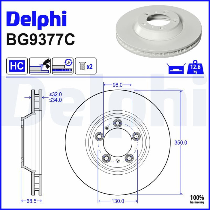 Delphi BG9377C Bremsscheibe